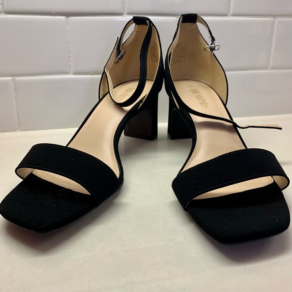 New, DREAM PAIRS Women's Open Toe Ankle Strap Dress Pump Shoes Black Sz 10